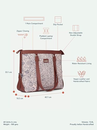 Image of ZOUK Office Bag | Stylish Bags for Office Use | Laptop Bag 15.6 inch | Stylish Tote for Office Use | Purse for Women | Vegan Leather Handbag | Daily & Travel Use