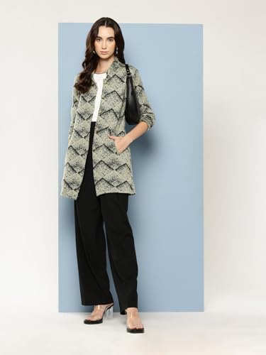 Image of Aarika Womens Winter Wear Lemon Colour Abstract Woolen Cardigan
