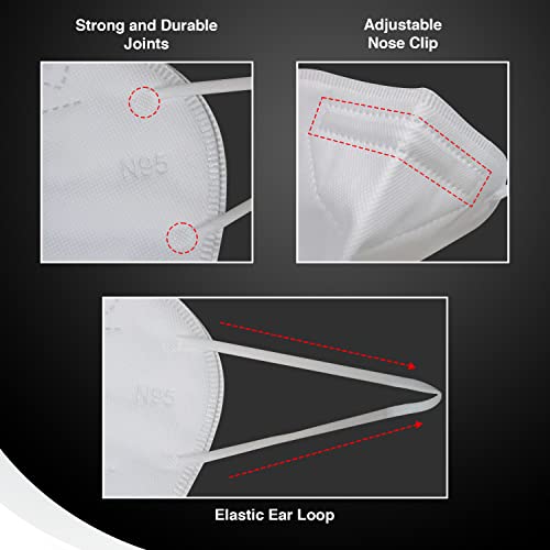 Image of QUARANT N95 Anti Pollution Face Mask with Nose Clip, ISO Certified, FFP2 Masks with 5 Layer Protection (White) for Unisex