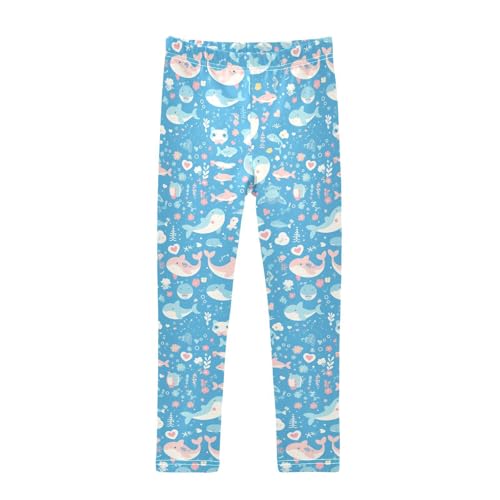 KLL Marine Chart Underwater Graphic Little Girls Active Leggings Soft Full Length Workout Pants Sports