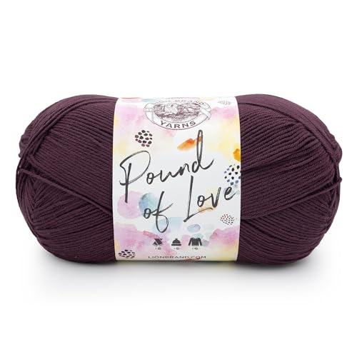 Image of Lion Brand Yarn, Pound of Love Crochet Yarn, Huckleberry, Purple, 1 Pack | Large Skein Everyday Basic 100% Acrylic Worsted Weight Knit Fiber for Baby Blankets, Classic Afghans, Sweaters, Scarf Sets