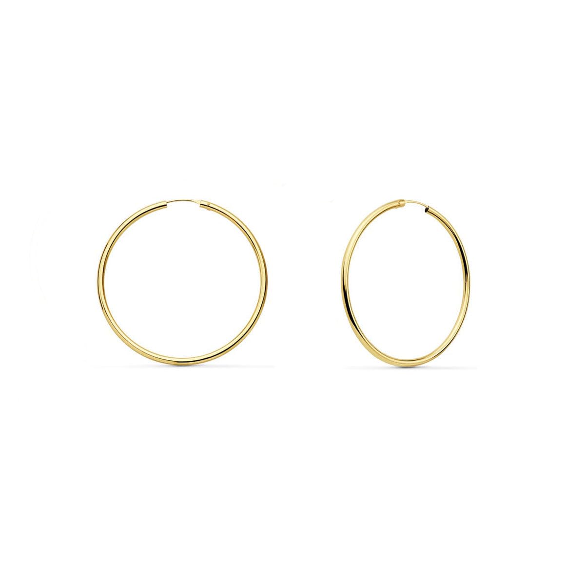 Pendientes Oro Amarillo 18K Aros Redondo Flexibles Brillo 22 x 1,5 mm - Certificado Garantía - Mondepetit - 2517