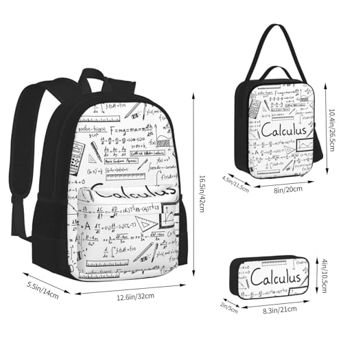 Sac à dos mathématiques en toile résistant pour transporter cours et repas - 2