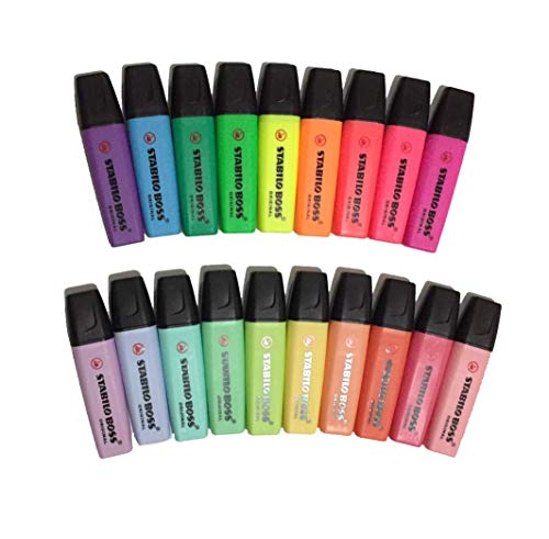 KIT STABILO - 19 pçs Caneta point 88 + Pen 68 + Marcador Boss - CORES NEON