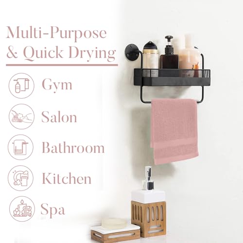 Image of DAN RIVER 12-Pack Premium 100% Cotton Dusty Rose Face Towels for Bathroom - Reusable Face Wash Cloths for Showering 12x12 Inches - 550 GSM Super Soft & Absorbent Luxury WashCloths for Body, Spa & Gym
