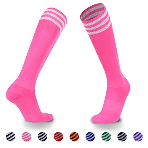 Knee High Socks, Ristake Women's Triple Stripe Bright Colorful Tube Athletic Soccer Basketball