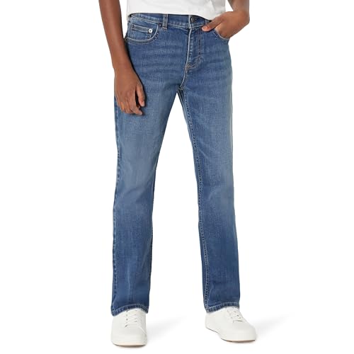 Amazon Essentials Jean Bootcut Stretch Moyen pour garçons, Coupe Classique, délavé Moyen, 7 ans