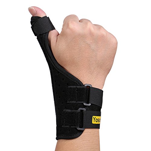 Yosoo Thumb Splint Adjustable Neoprene Hand Thumb Brace Stabilizer Guard Spica Support Your Finger for Arthritis Tendonitis Sprained Thumb Symptoms Broken Hyperextended Thumb, One Size for Men, Black