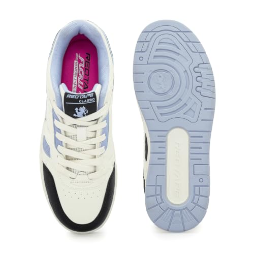 Image of Red Tape Women's Sneakers White Beige Mesh Pu Round Toe Lace-Up