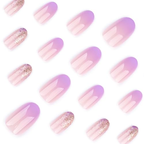 Press on Nails Almond Shaped Fake Nails Glossy Stick on Nails Natural Full Covers False Nails Acrylic Glues on Nails - Image 5