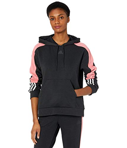 Image of adidas Color-Block Linear Hoodie Black/Hazy Rose/White XS