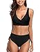 UMIPUBO Femmes Maillot de Bain 2 Pièces Taille Haute, Sexy Push Up Bikini Set Croiser Le Dos Maillot de Bain de Couleur Unie (Noir,XL)