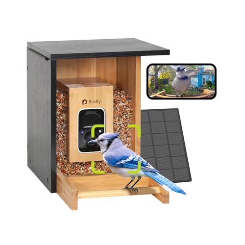 NETVUE by Birdfy Vogelfutterhaus mit Kamera Solarbetrieb Bambus WLAN Vogelfutterstation KI-Vogelidentifikation Automatische Videoaufnahme Vogelbenachrichtigung Vogelhaus mit Kamera