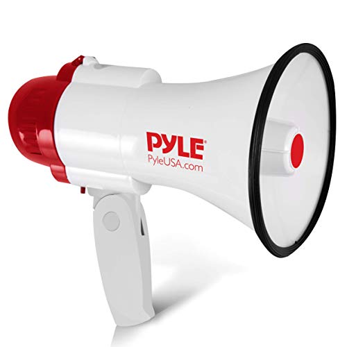 Pyle Megaphone Speaker Lightweight Bullhorn - Built-in Siren, Adjustable Volume Control and 800