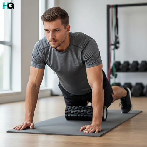 Image of Foam Roller for Exercise and Deep Tissue Massage Roller High Density Foam Roller for Exercise in Gym, Home Back Roller for Muscle Recovery Massage Roller for Stretching - 33 Cm Black