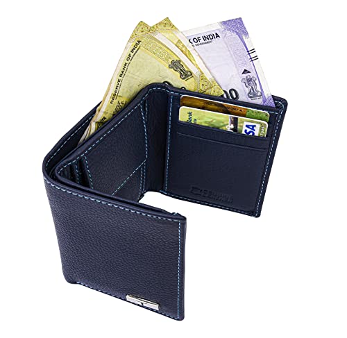 Image of URBAN FOREST Travis Blue Leather Wallet for Men