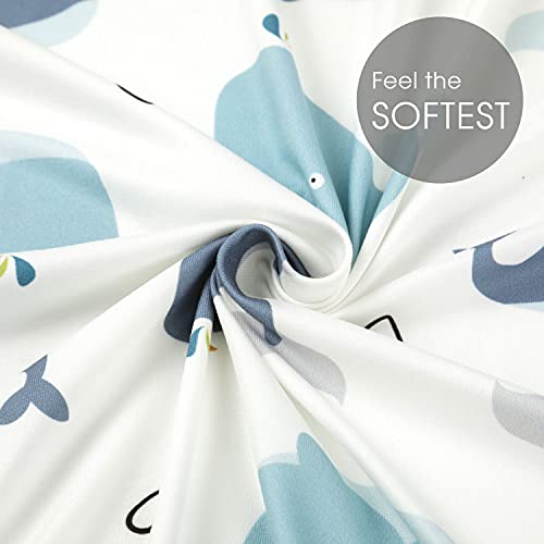 Grssder Stretchy Ultra Soft Jersey Knit Fitted Pack N Play Sheets Set 2 Pack, Portable/Mini Cribs Playards Sheets, Lovely Whale For Girls And Boys #TOP6