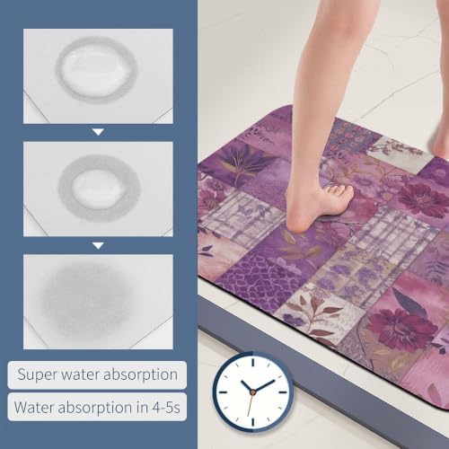 Alfombrilla de diatomita morada de 50x80 cm para evitar caídas en baño 8