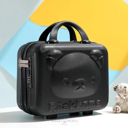Image of Cute Bear Makeup Vanity Case for Women, Hard Shell Travel Cosmetic Organizer Box with TSA Lock, Portable Makeup Storage Case for Cosmetics, Jewelry & Toiletries, Black