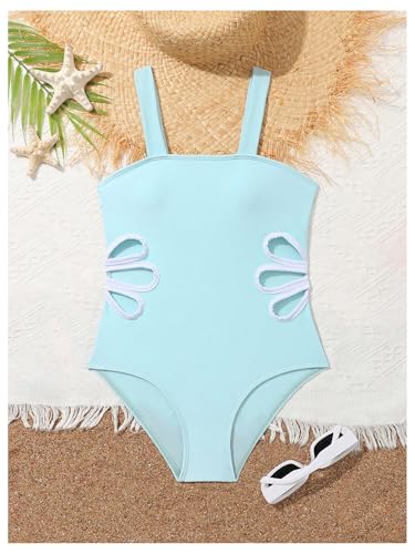 Image of SHENHE Girl's Colorblock Cut Out One Piece Swimsuit Beach Sports Swimwear Bathing Suit