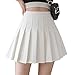 ZHANCHTONG Women's High Waist A-Line Pleated Mini Skirt Short Tennis Skirt (White, L)