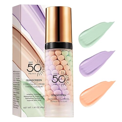 3 In 1Primer for Face Before Makeup,Sunscreen Color Corrector Primer,SPF 50