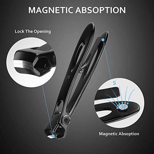 Nail Clippers with File for Thick Nails, Terresa Wide Jaw Big Toenail Clippers Fingernail Clippers, 3 Pcs Stainless Steel Nail Cutter for Men, Seniors,Women (Black)