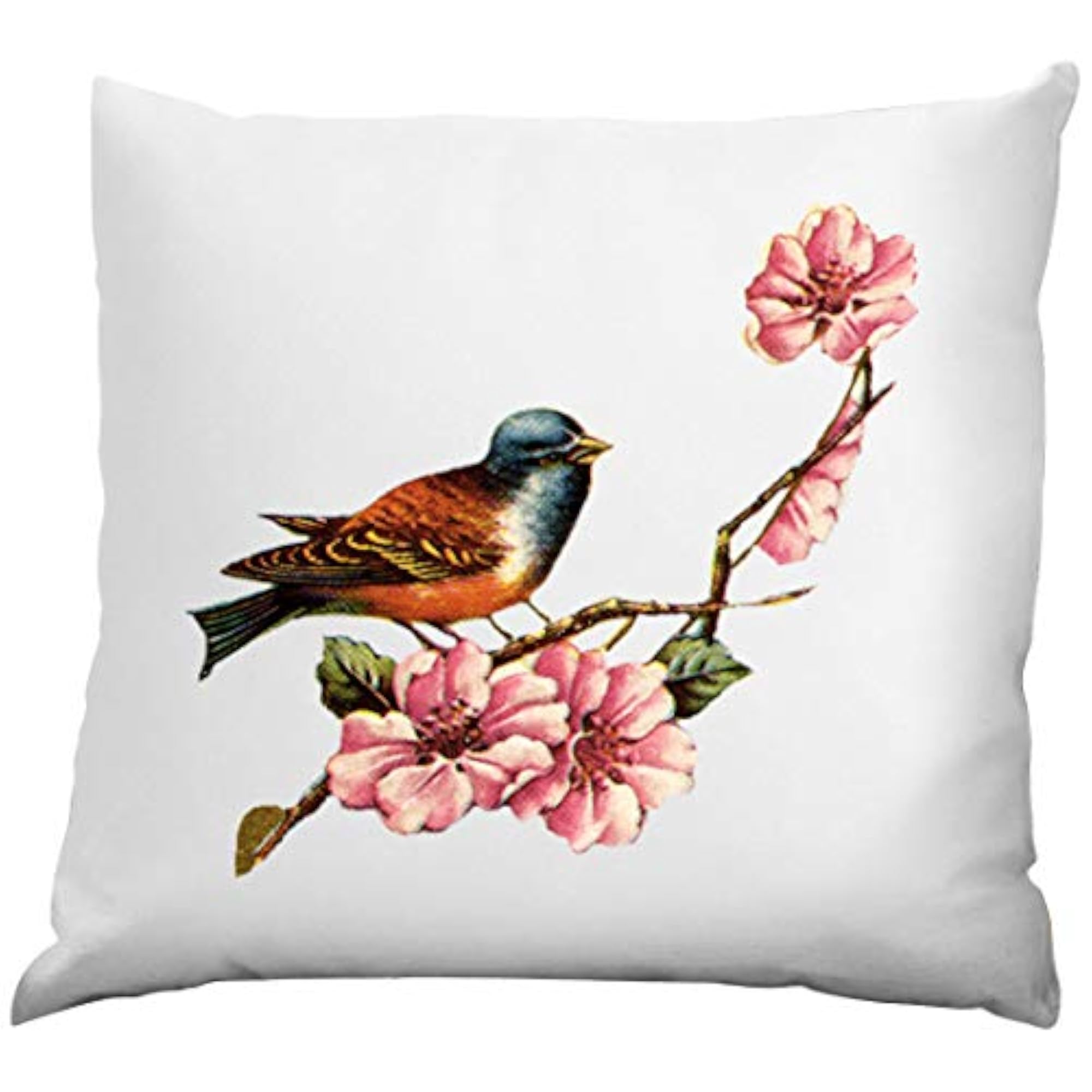 Bird Theme Printed Cushion Cover, 12x12 Inches