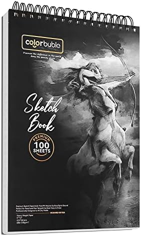 Sketch Book 9”x 12”, Premium Drawing Paper,100 Sheets of Top Spiral Bound Drawing Pad for Adults and Kids, 1 Pack (68LB/100GSM)…