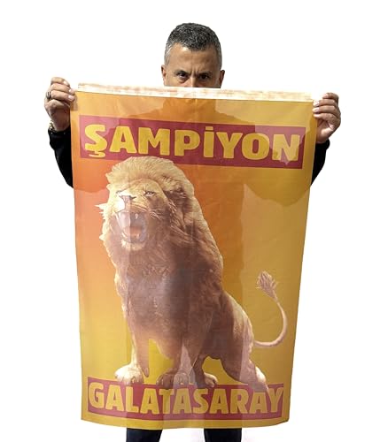 Galatasaray Flagge 70 x 105 cm - für Fahnenmast, Türkeifahne aus reißfestem Fahnen-Polyester-Stoff, Hissfahne Quer wetterfest und UV-beständig Türkei (Löwe)