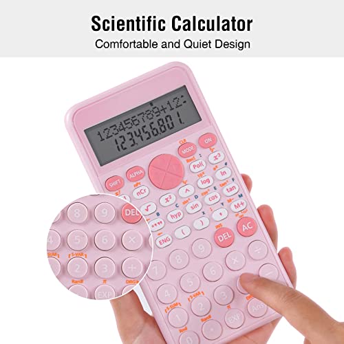 Image of EooCoo Scientific Calculator,Two-Line Display,Cute Desk Accessories,Slim and Portable,Standard Scientific Calculator Suitable for School Office Business Supplies,Primary School to College Student-Pink