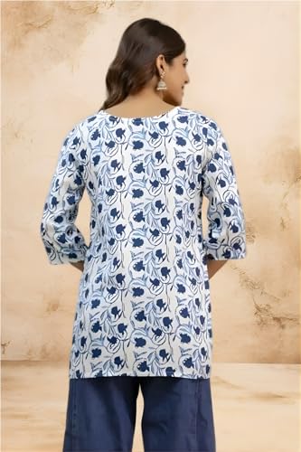 Image of Women's Short Kurti in TopsTunic Rayon Cotton Blend | Ladies Ethnic Tunic
