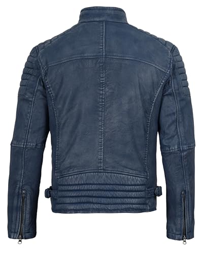 Image of Decrum Men's Casual Real Lambskin Leather Jacket with Zipper Closure