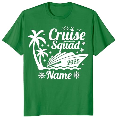 Custom Cruise Squad 2025 T-Shirt Personalized Cruise Crew Tee Family Cruise Shirt Group Matching Vacation T Shirt Toddler Kelly Green 5T