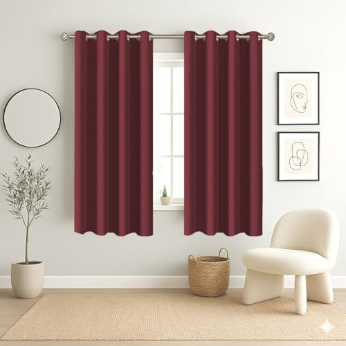 Homestan Blackout Window Curtains 5 Feet Long Set of 2, Room Darkening Blackout Curtains 5 Feet for Window with Grommet Design for Home Decor (5x4 Feet, Mulberry)