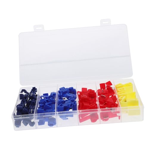 STOBAZA DIY Professional Use 65-Piece Quick Connect Wire Connectors Kit Solderless Snap Terminals T-Shaped 6-Slot for Easy Wiring Made of Plastic