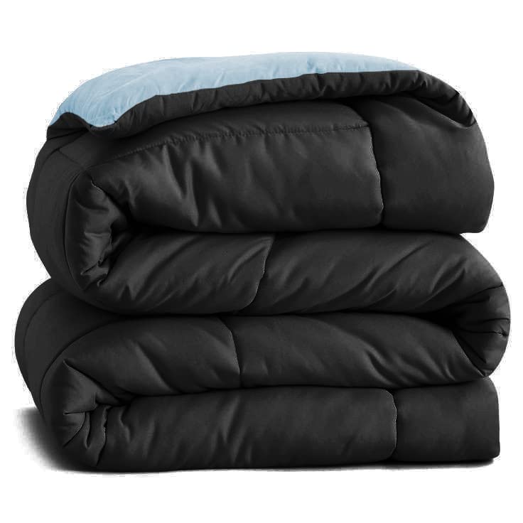 Image of HOMEKART 220 GSM Microfiber Reversible Comforter for Single Bed,Ultra Soft, Skin-Friendly & Hypoallergenic Solid Blanket|Lightweight Cozy & Machine Washable (Black & Grey)