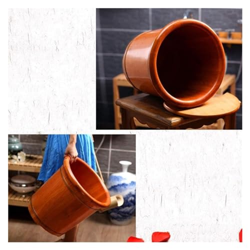 Tina de madera para pies con rueda y tapa miniatura 5