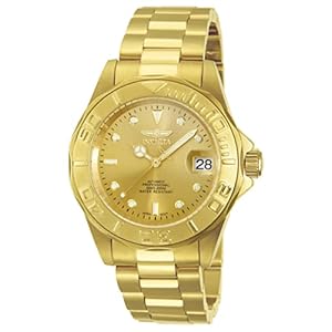 Invicta Men’s 13929 Pro Diver Automatic Gold Dial 18k Gold Ion-Plated Stainless Steel Watch