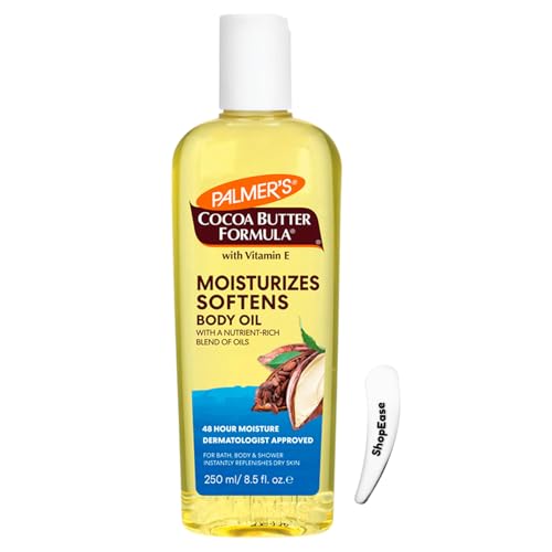 Palmers Cocoa Butter Formula Moisturising Body Oil 250ml with Vitamin E and Cosmetic Spatula Fast-Absorbing Non-Greasy Hydration for Dry.
