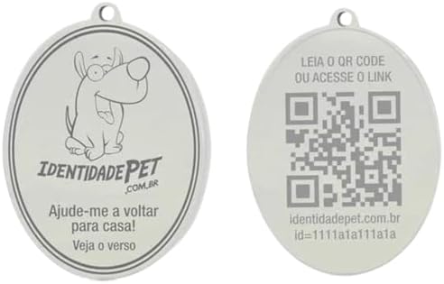 Medalha de Identificação Pet com QR-Code em Aço Inox Resistente a...