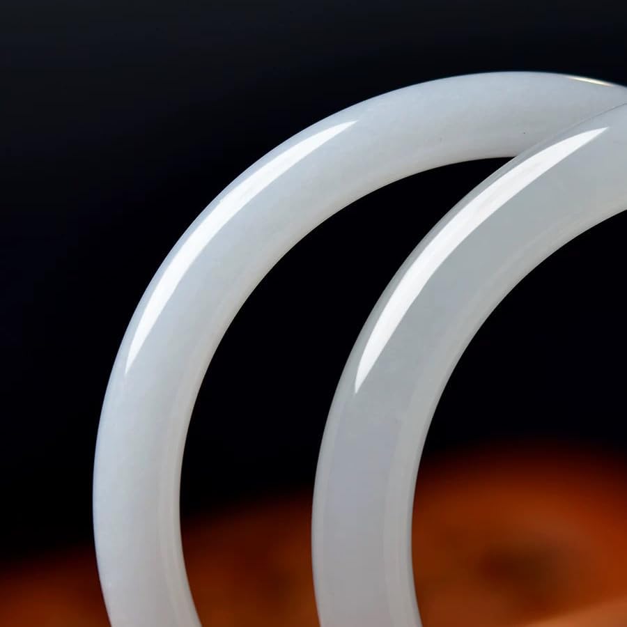 White Natural Jade Bangle Bracelet for Women Healing Protection Good Luck Natural Gemstone Fengshui Jewelry for Wife Mother's Day Gift for Mom (White, 54-56mm diameter) - Image 8