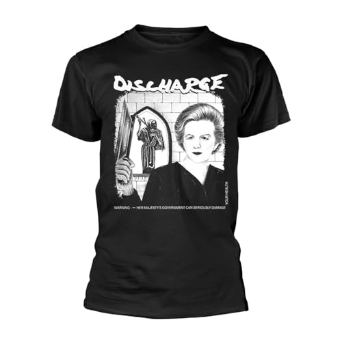 T-Shirt Discharge Warning Homme Noir vêtement punk rock à manches courtes
