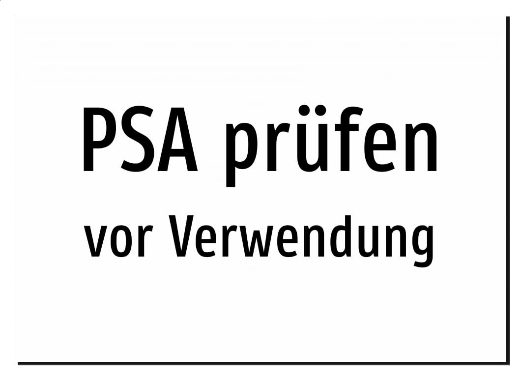 35985-DE-T-06 | PSA prüfen - vor Verwendung | Aluminiumschild A5, 210 x 148mm | nur Text, ohne Symbolgrafik