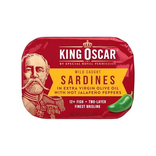 King Oscar Sardines in EVOO, Jalapeno Peppers, 3.75 Ounce (Pack of 12)