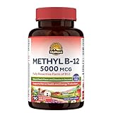 Vitalitown Vitamin B12 (Methyl B12) 5000 mcg, Fully Bioactive Form, Support Energy Production, Natural Peach Flavor, Zero Sugar, 90 Fast Dissolve Tablets