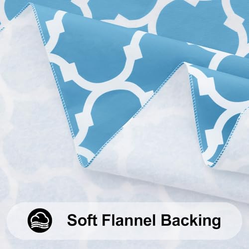 Image of Smiry Rectangle Table Cloth, Flannel Backed Vinyl Tablecloth, 60 inchx120 inch | Waterproof Plastic Tablecloths, Wipeable Table Cover for Dining, Indoor and Outdoor (Light Blue)