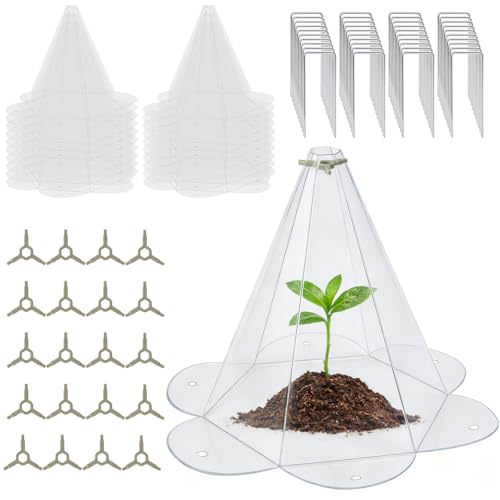 Yhtpouqe 20 Pack Garden Cloches for Plants Larger Plant Covers Freeze Protection with 40 Ground Securing Pegs Plant Protectors from Animals for Vegetable Flower Seedlings 10.51 H X 10.48 D