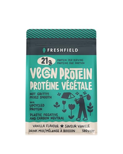 Freshfield Vegan Protein Powder, Plant-Based Protein, Upcycled Barley Rice, Smooth, Non-Gritty Texture, Plastic Negative & Carbon Neutral, Plant-Based Recyclable Packaging (Bag, Vanilla)