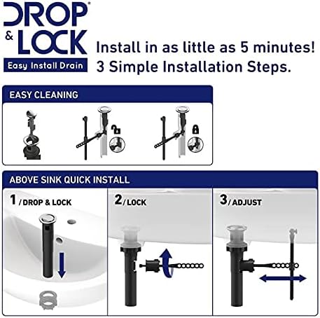 Diagram showing Drop & Lock drain installation steps